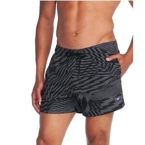 Speedo Mens Hydro Swim Trunks XXL Charcoal Black Geometric Stretch NWT